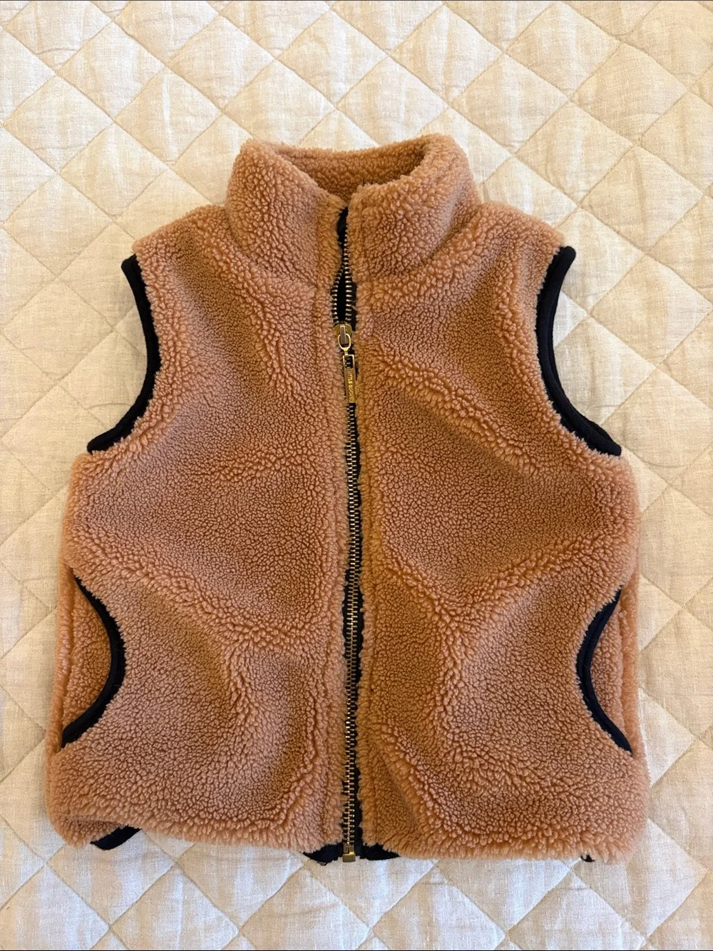 Little Bipsy Camel and Black Sherpa Lined Vest